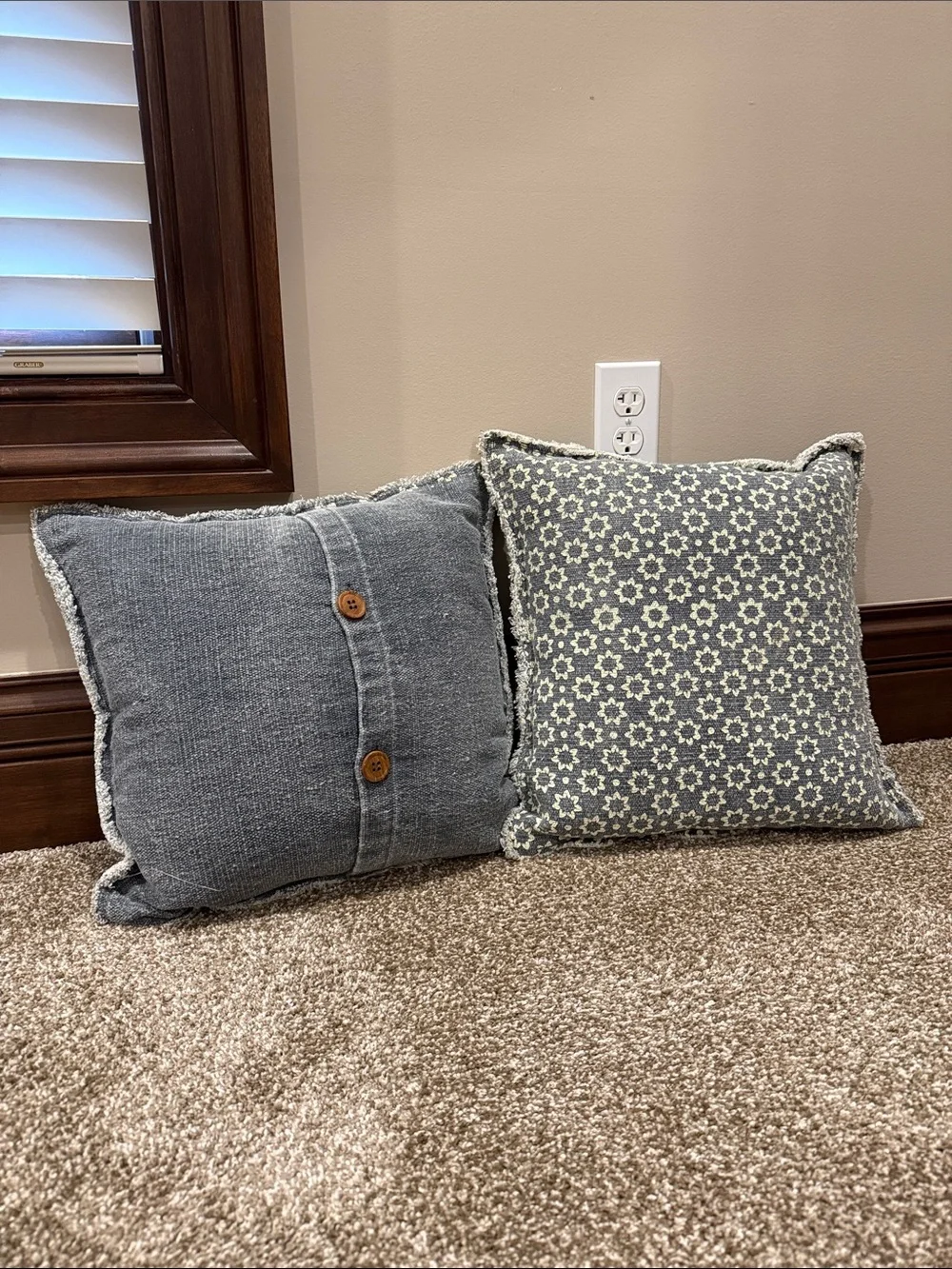 Decorative Blue Gray Textured Throw Pillow - Set of 2